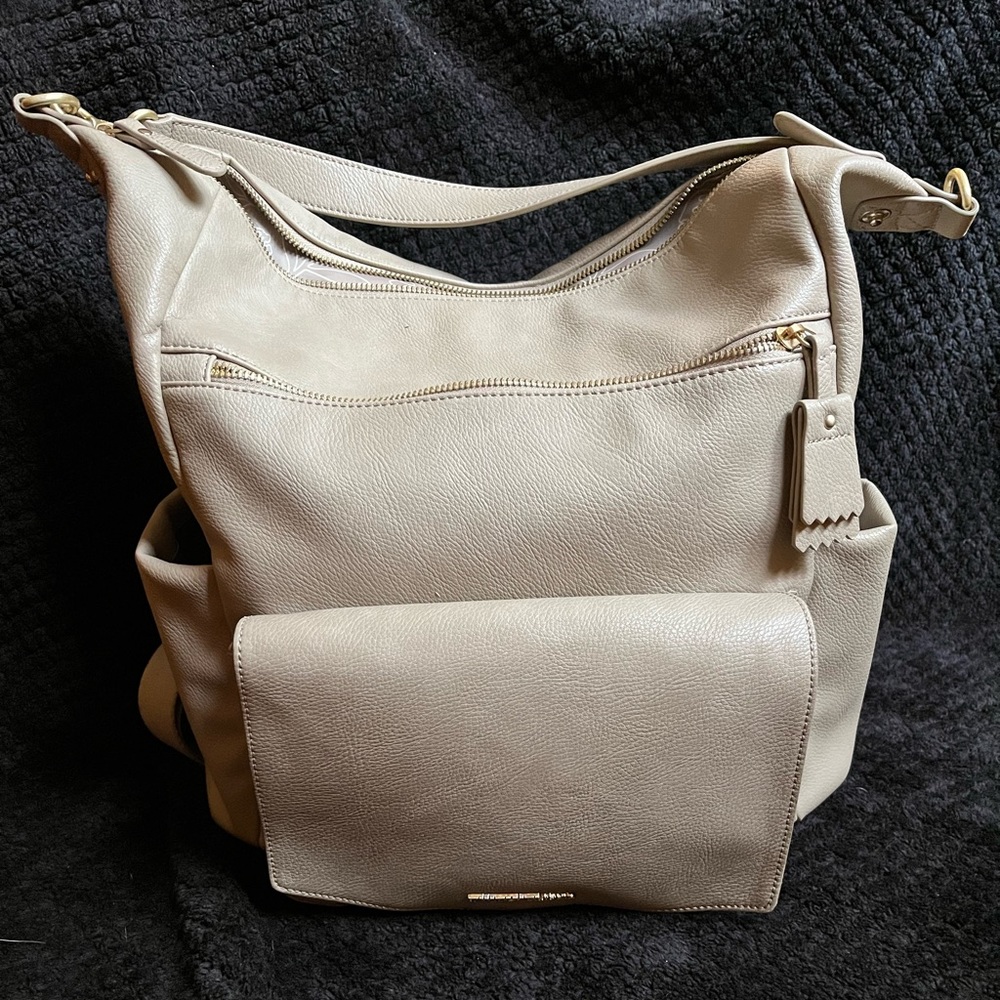 TwelveLittle Peek-a-boo Convertible Hobo Backpack in Latte